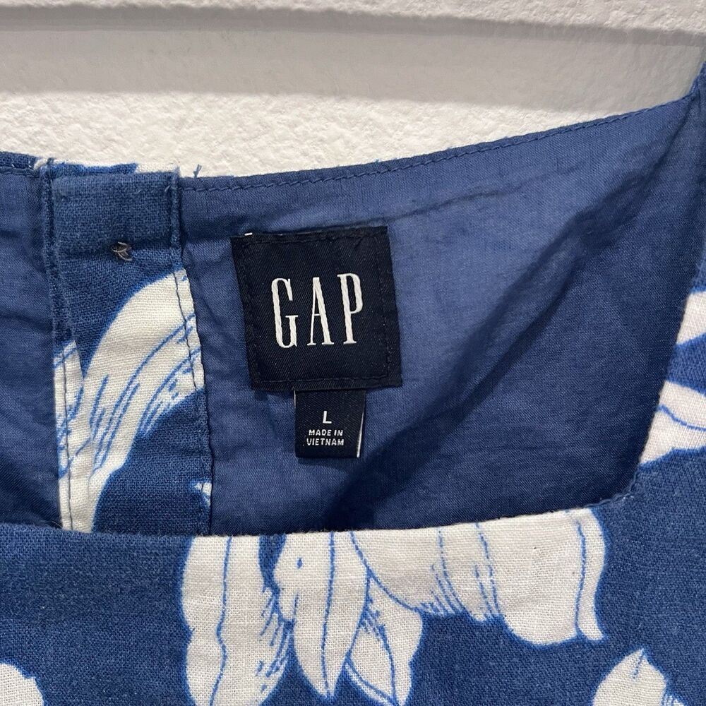 Gap Women's Floral Print Linen-Blend Button-Back Cropped Tank Top Size Large - Picture 3 of 7